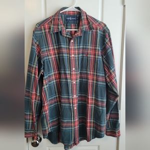 Ralph Lauren Mens Long Sleeve Plaid Button Down Size XL 100% Cotton